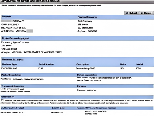 check and submit form of DEA 452