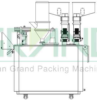 Plan view of bouble-head capsule filler