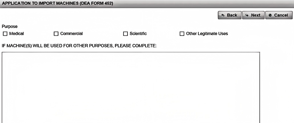 select the import purpose